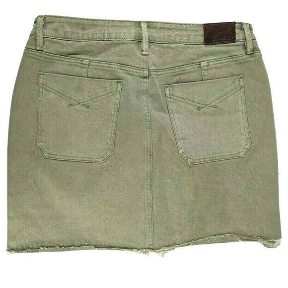 Unpublished Green Denim Jean Mini Skirt Sz 30 pockets Anthropologie - Picture 2 of 11